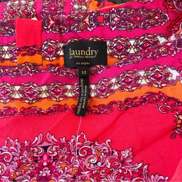 Laundry by Shelli Segal Scarf Print Dress in Power Pink Multi Size 12 (NWT) - Picture 8 of 11